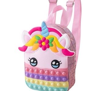 Unicorn Pop It Mini Backpack – Rainbow Fidget Bubble Bag – Pink Holographic